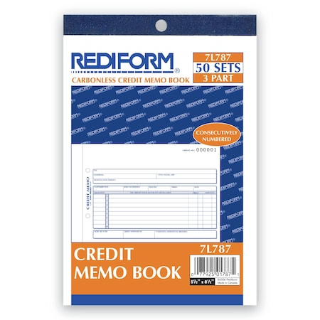 Rediform Credit Memo Book, Carbonless Triplicate 7L787